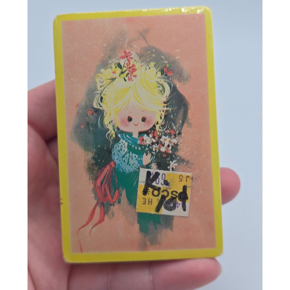 Vintage 70s Sealed Playing Cards Pink Girl Kitsch Floral NIP Retro